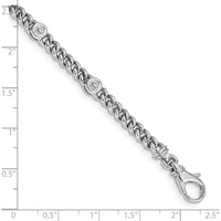 14K White Gold Curb Link Bracelet with Bezel Set Round Diamonds - 1 Carat Total Diamond Weight by Oro Pregiato