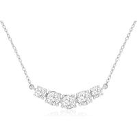 14K White Gold Curved 5-Stone Necklace with Round Brilliant Lab Grown Diamonds - 1.00 Carat Total Diamond Weight - Royal Jewelry
