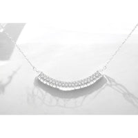 14K White Gold Curved Bar Diamond Necklace with Round Diamonds - 0.50 Carat Total Diamond Weight - Royal Jewelry