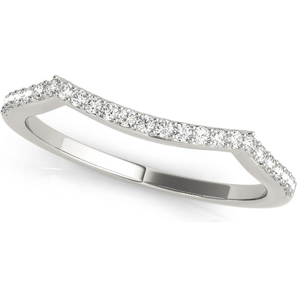 14K White Gold Curved Diamond Band - 0.13 Carats Total Diamond Weight - Size 7 by Robinson's Jewelers