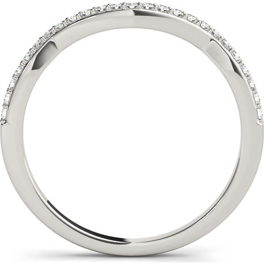 14K White Gold Curved Diamond Band - 0.13 Carats Total Diamond Weight - Size 7 by Robinson's Jewelers
