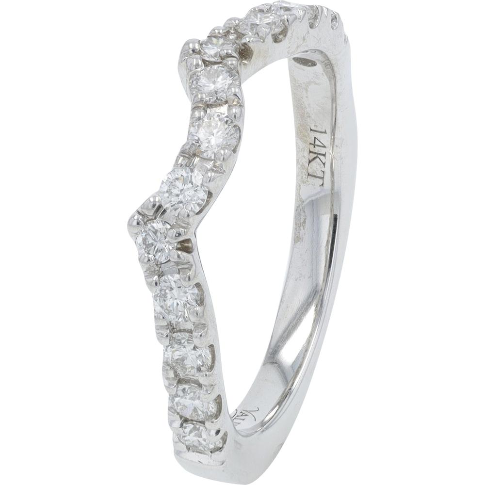 14K White Gold Curved Diamond Band - 0.50 Carat Total Diamond Weight