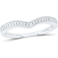 14K White Gold Curved Diamond Enhancer Wedding Band with Prong-Set Round Diamonds - 1/12 Carat Total Diamond Weight