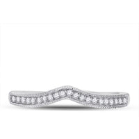 14K White Gold Curved Diamond Enhancer Wedding Band with Prong-Set Round Diamonds - 1/12 Carat Total Diamond Weight