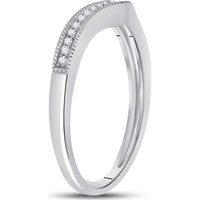 14K White Gold Curved Diamond Enhancer Wedding Band with Prong-Set Round Diamonds - 1/12 Carat Total Diamond Weight