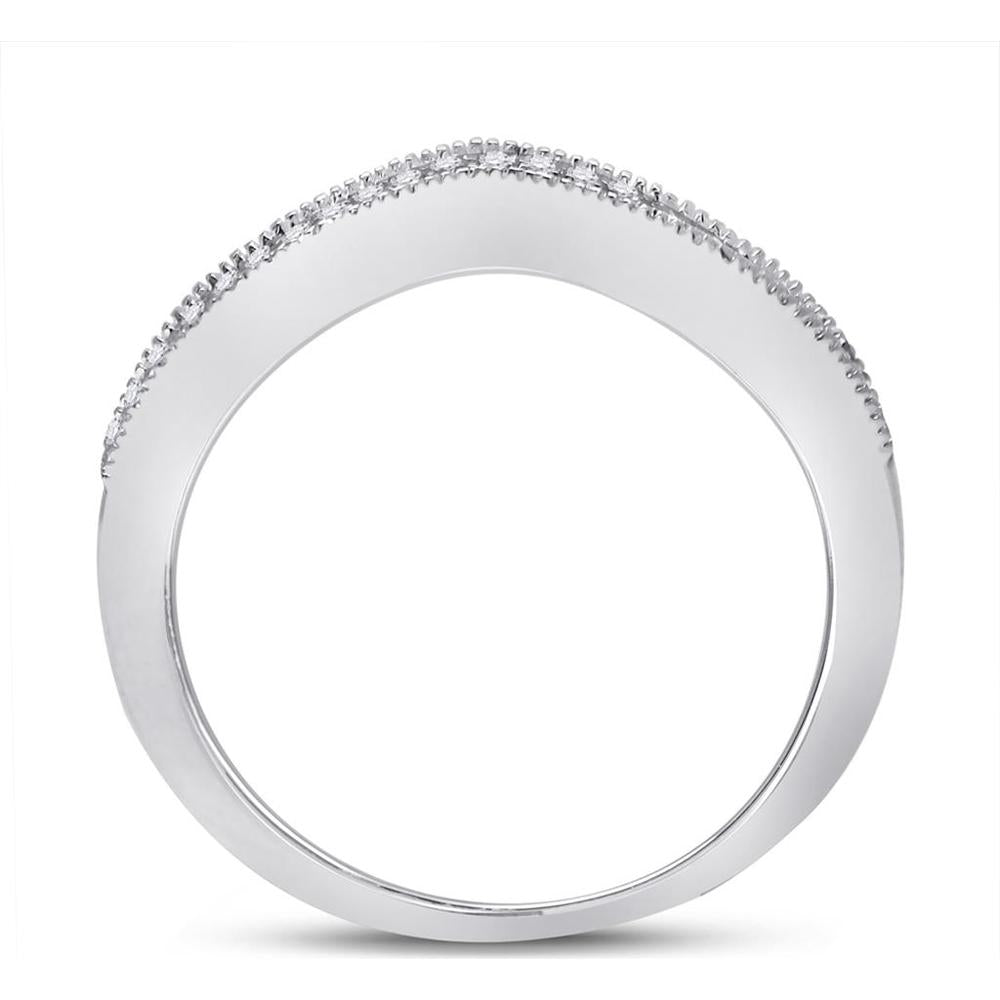 14K White Gold Curved Diamond Enhancer Wedding Band with Prong-Set Round Diamonds - 1/12 Carat Total Diamond Weight