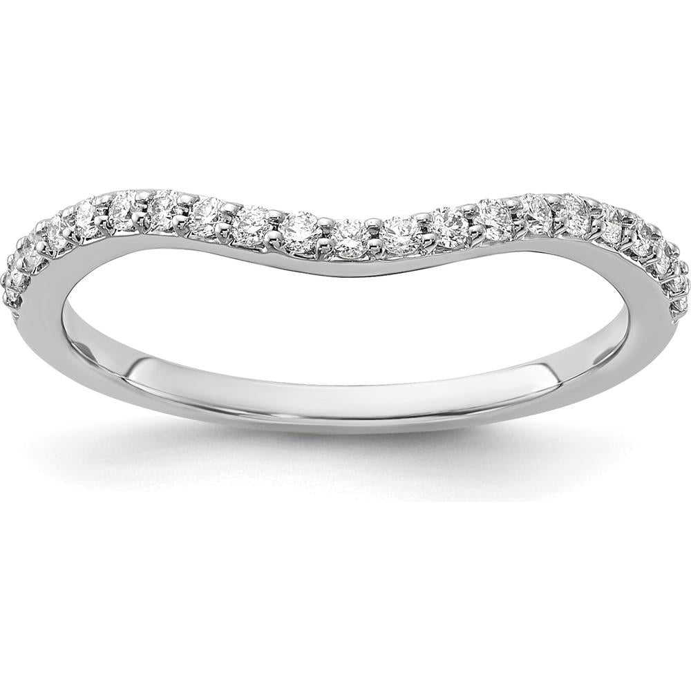 14K White Gold Curved Diamond Ring with 21 Round Diamonds - 0.21 Carat Total Diamond Weight by 0