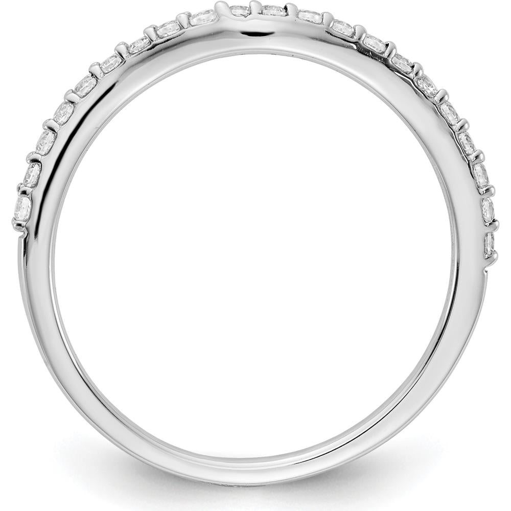 14K White Gold Curved Diamond Ring with 21 Round Diamonds - 0.21 Carat Total Diamond Weight by 0