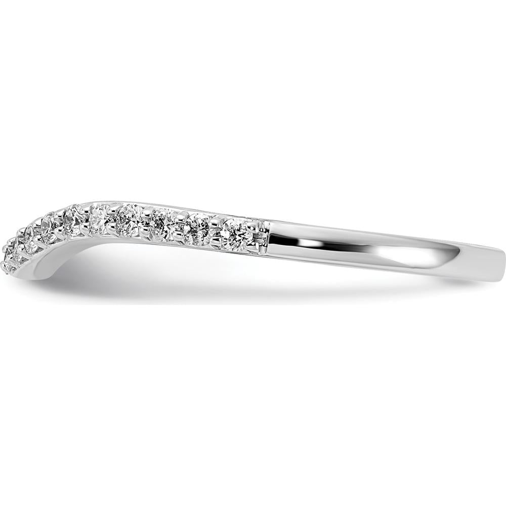14K White Gold Curved Diamond Ring with 21 Round Diamonds - 0.21 Carat Total Diamond Weight by 0