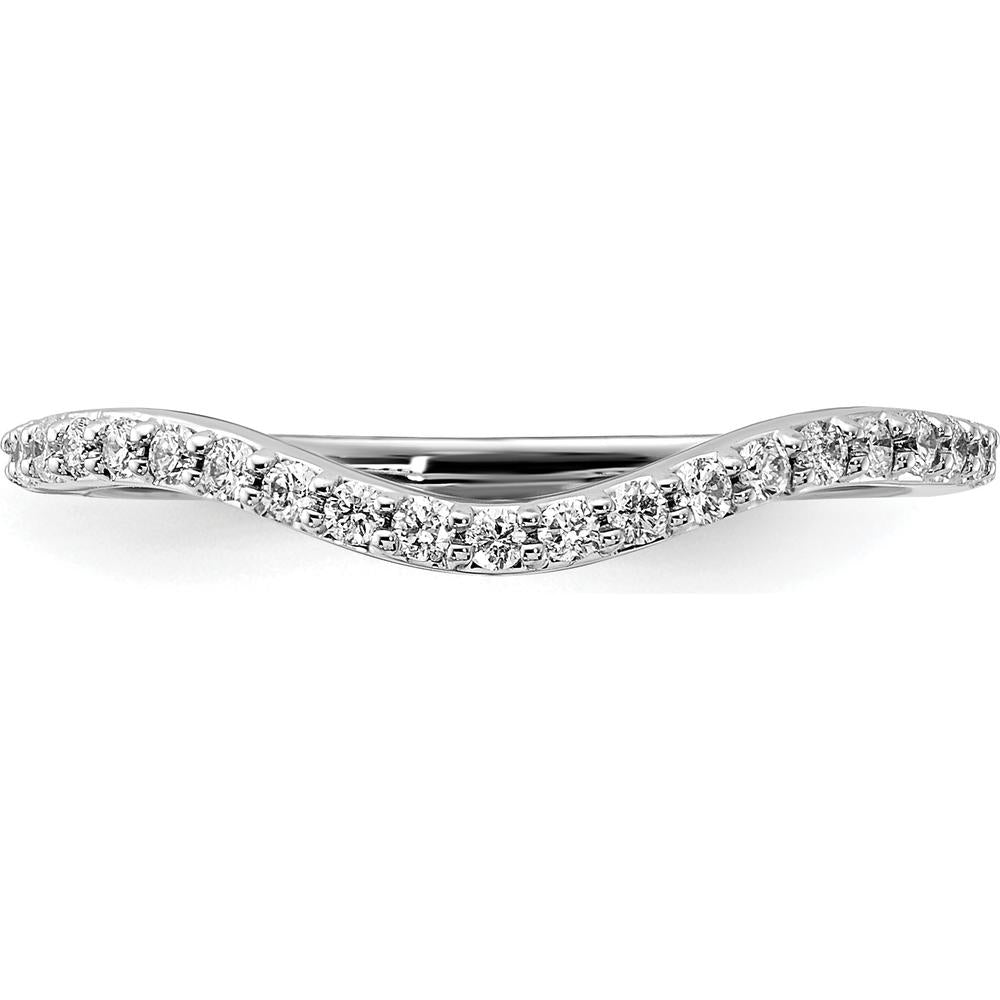 14K White Gold Curved Diamond Ring with 21 Round Diamonds - 0.21 Carat Total Diamond Weight by 0