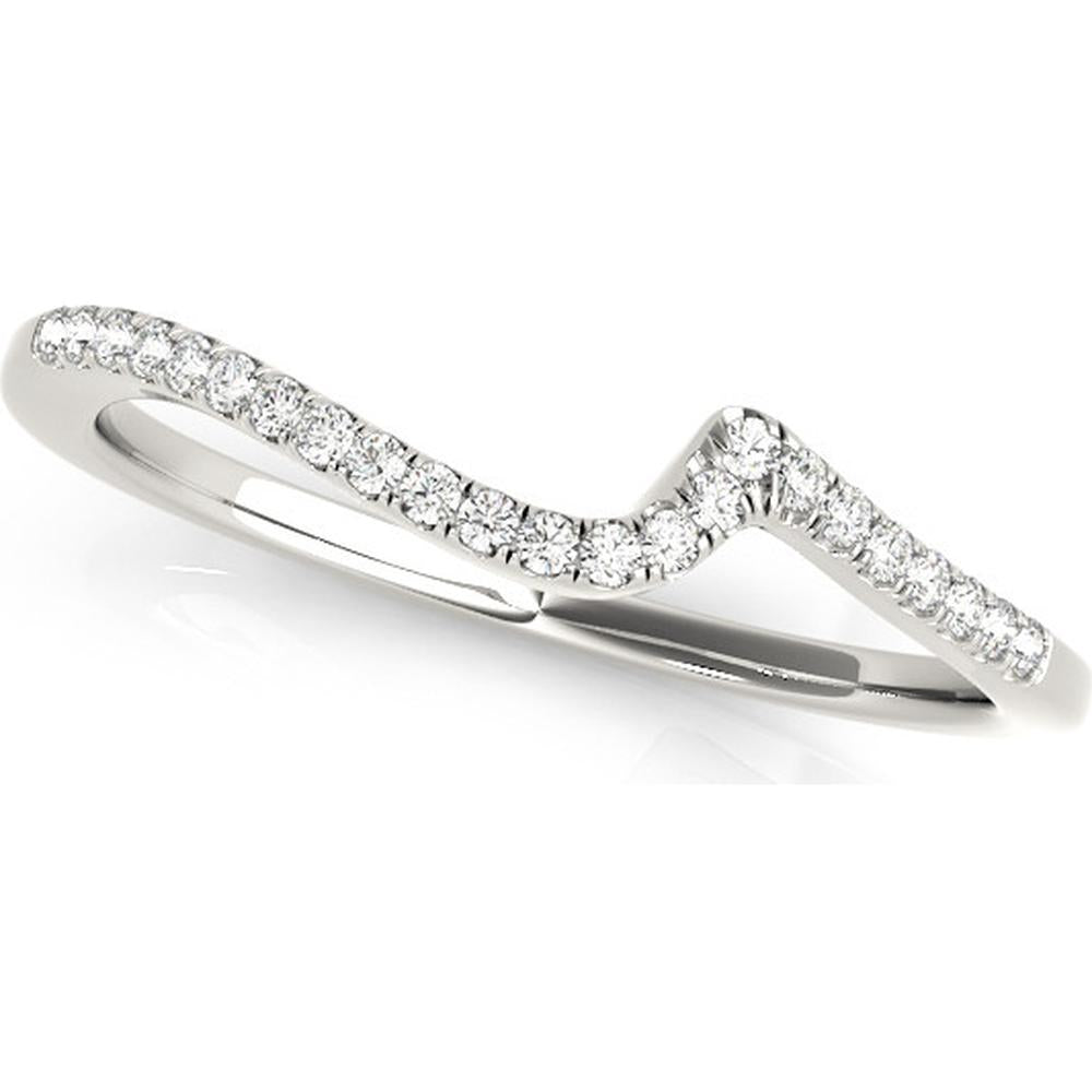 14K White Gold Curved Lab Diamond Wedding Band - 0.125 Carats Total Diamond Weight - Size 7 by Robinson's Jewelers
