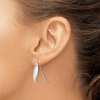 14K White Gold Curved Tear Drop Wire Earrings with Rhodium Plating by Oro Pregiato