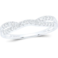 14K White Gold Curved Wedding Enhancer Ring with Pavé Set Round Diamonds - 0.25 Carat Total Diamond Weight