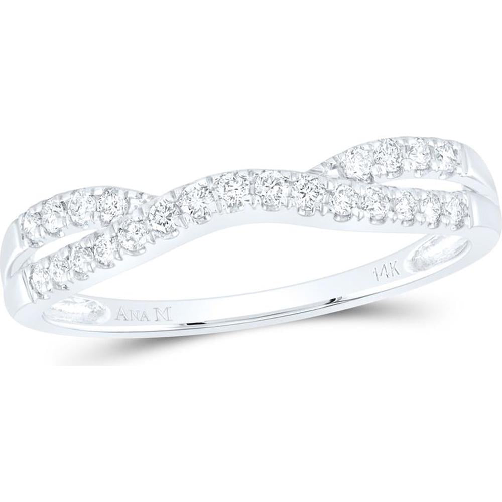 14K White Gold Curved Wedding Enhancer Ring with Pavé Set Round Diamonds - 0.25 Carat Total Diamond Weight