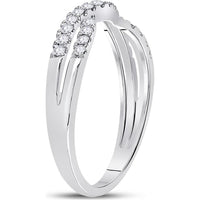 14K White Gold Curved Wedding Enhancer Ring with Pavé Set Round Diamonds - 0.25 Carat Total Diamond Weight