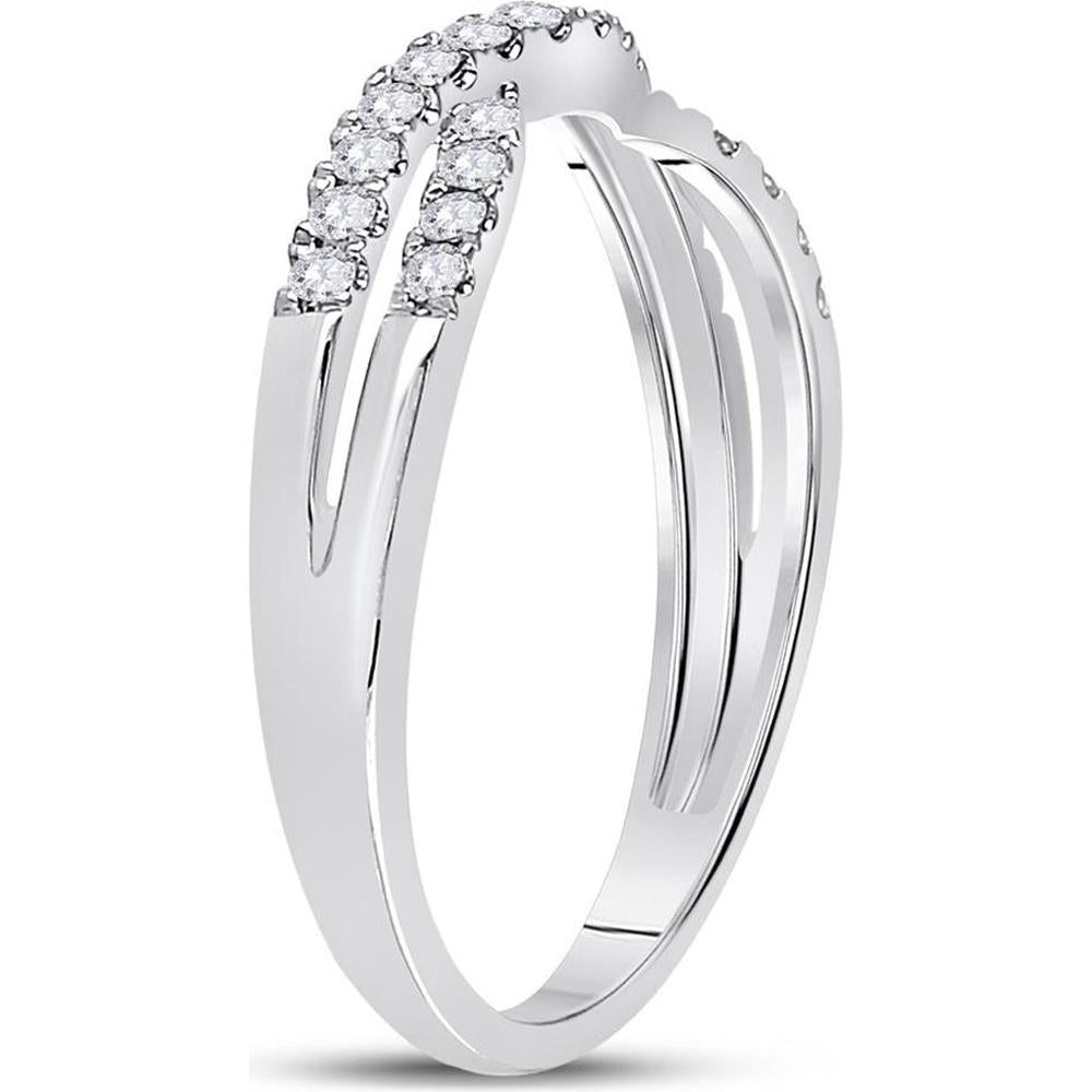 14K White Gold Curved Wedding Enhancer Ring with Pavé Set Round Diamonds - 0.25 Carat Total Diamond Weight
