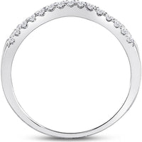 14K White Gold Curved Wedding Enhancer Ring with Pavé Set Round Diamonds - 0.25 Carat Total Diamond Weight