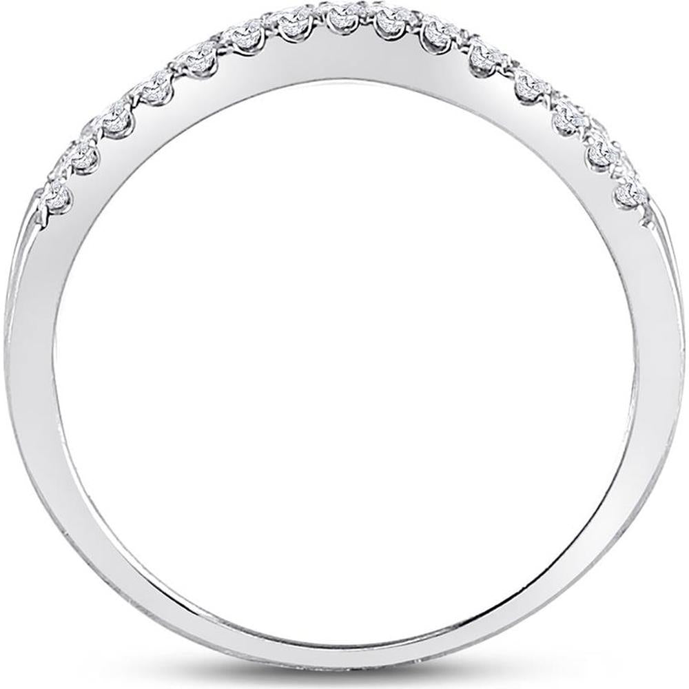 14K White Gold Curved Wedding Enhancer Ring with Pavé Set Round Diamonds - 0.25 Carat Total Diamond Weight