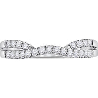 14K White Gold Curved Wedding Enhancer Ring with Pavé Set Round Diamonds - 0.25 Carat Total Diamond Weight