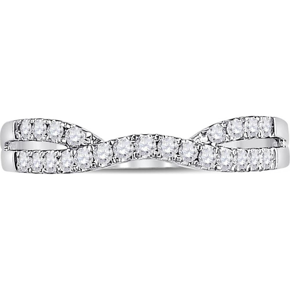 14K White Gold Curved Wedding Enhancer Ring with Pavé Set Round Diamonds - 0.25 Carat Total Diamond Weight