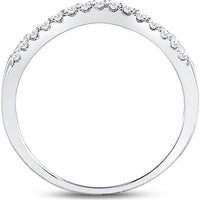 14K White Gold Curved Wedding Enhancer Ring with Pavé Set Round Diamonds - 0.25 Carat Total Diamond Weight