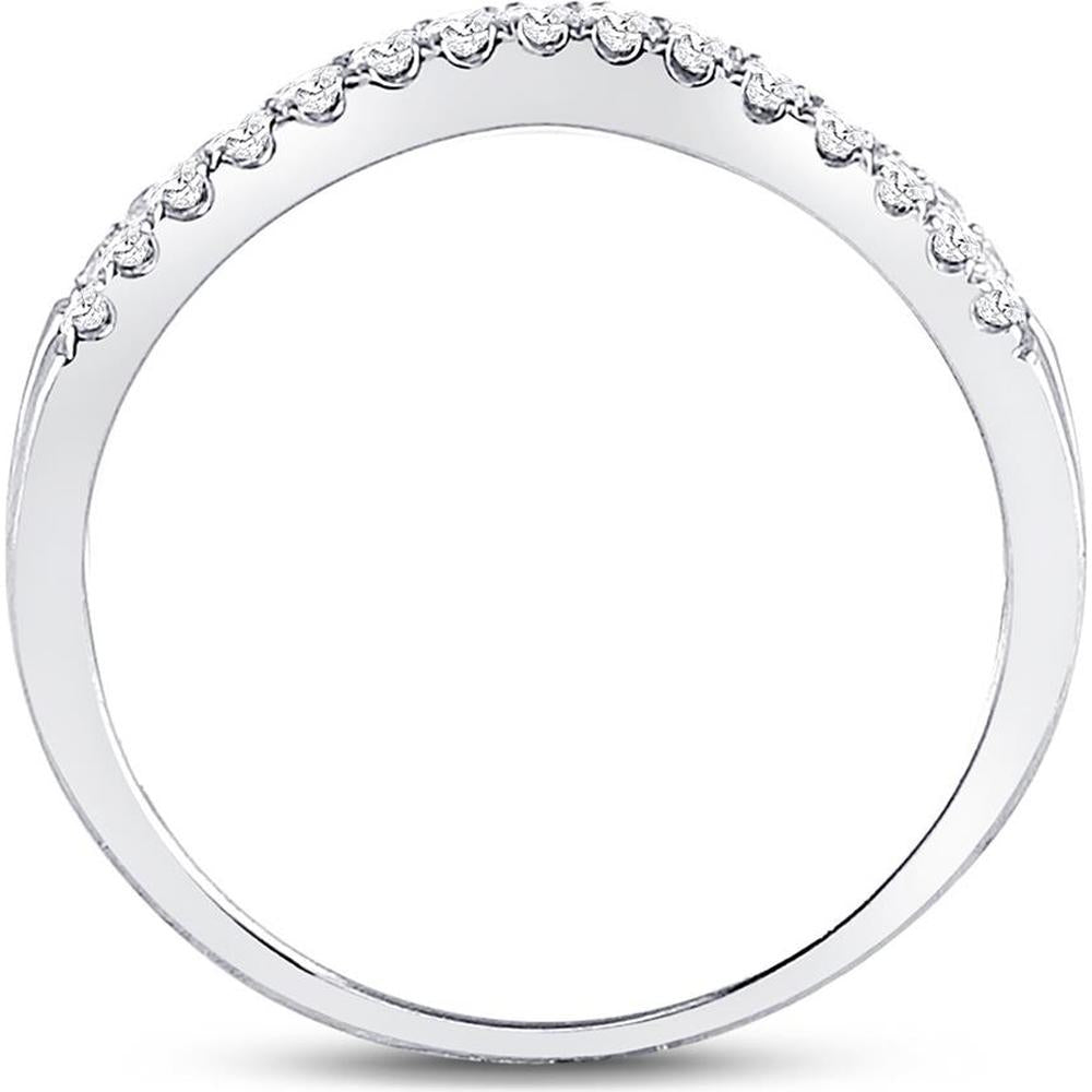 14K White Gold Curved Wedding Enhancer Ring with Pavé Set Round Diamonds - 0.25 Carat Total Diamond Weight