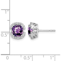 14K White Gold Cushion Amethyst and Diamond Halo Earrings - 1.25 Carat Total Amethyst Weight, 0.10 Carat Total Diamond Weight by Monteluci Fine Jewelry