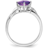 14K White Gold Cushion Amethyst and Round Diamond Ring - 0.878 Carat Amethyst, 0.015 Carat Total Diamond Weight by 0