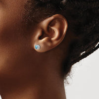 14K White Gold Cushion Blue Topaz and Diamond Earrings - 0.65 Carat Total Gem Weight by Monteluci Fine Jewelry