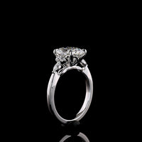 14K White Gold Cushion Brilliant 3-Stone Ring with Marquise and Round Lab Diamonds - 2.74 Carats Total Diamond Weight - Covaloro Fine Jewelry