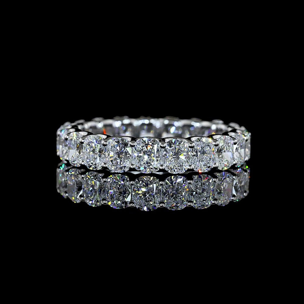14K White Gold Cushion Brilliant Cut Lab Diamond Eternity Band - 3.20 Carat Total Weight, 21 Stones, E-F Color VS1 Clarity - Covaloro Fine Jewelry