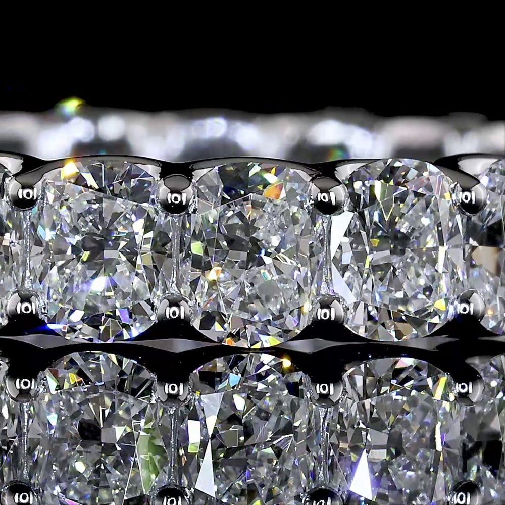 14K White Gold Cushion Brilliant Cut Lab Diamond Eternity Band - 3.20 Carat Total Weight, 21 Stones, E-F Color VS1 Clarity - Covaloro Fine Jewelry