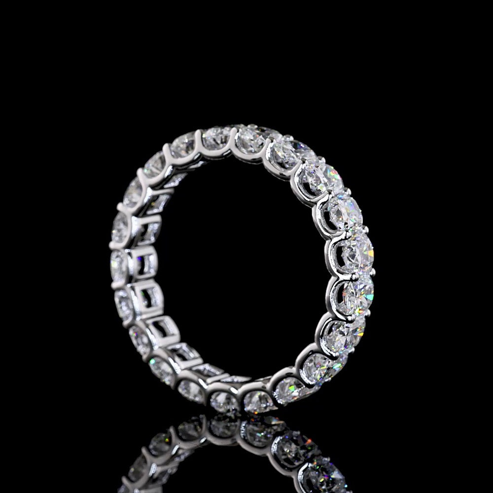 14K White Gold Cushion Brilliant Cut Lab Diamond Eternity Band - 3.20 Carat Total Weight, 21 Stones, E-F Color VS1 Clarity - Covaloro Fine Jewelry