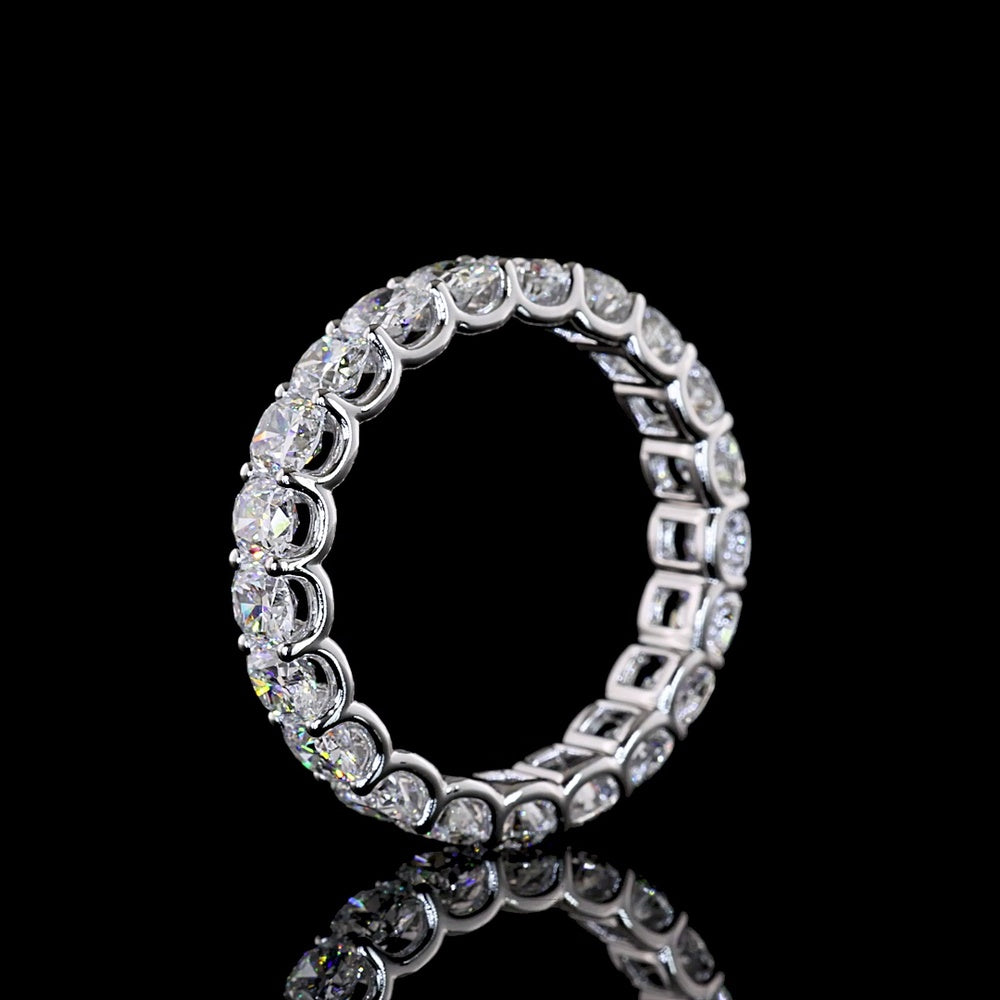 14K White Gold Cushion Brilliant Cut Lab Diamond Eternity Band - 3.20 Carat Total Weight, 21 Stones, E-F Color VS1 Clarity - Covaloro Fine Jewelry