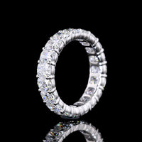14K White Gold Cushion Brilliant Cut Lab Diamond Eternity Band - 3.72 Total Carat Weight, E-F Color, VS Clarity - Covaloro Fine Jewelry
