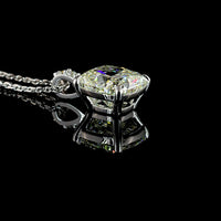 14K White Gold Cushion Brilliant Cut Lab Diamond Pendant with Accent Stones - 2.98 Carat Total Diamond Weight - Covaloro Fine Jewelry