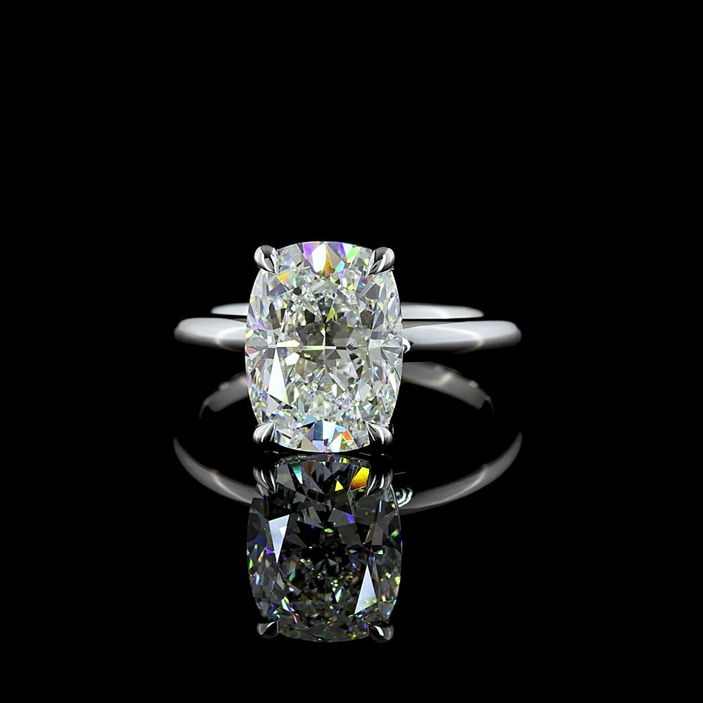 14K White Gold Cushion Brilliant Cut Lab Diamond Solitaire Ring - 4.23 Carat E VVS2 IGI Certified - Covaloro Fine Jewelry