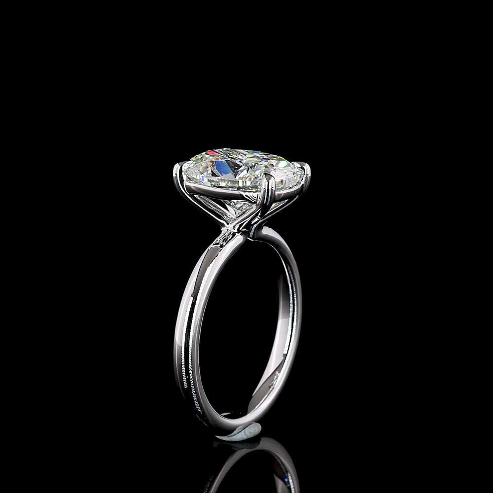 14K White Gold Cushion Brilliant Cut Lab Diamond Solitaire Ring - 4.23 Carat E VVS2 IGI Certified - Covaloro Fine Jewelry