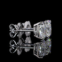 14K White Gold Cushion Brilliant Cut Lab Diamond Stud Earrings - 2.46 Carats Total Diamond Weight (E-F Color, VVS2 Clarity, GIA Certified) - Covaloro Fine Jewelry