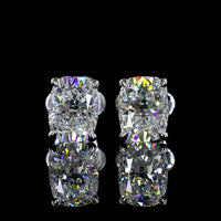 14K White Gold Cushion Brilliant Cut Lab Diamond Stud Earrings - 2.46 Carats Total Diamond Weight (E-F Color, VVS2 Clarity, GIA Certified) - Covaloro Fine Jewelry