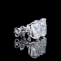 14K White Gold Cushion Brilliant Cut Lab Diamond Stud Earrings - 5.47 Carats Total Weight, G VS1 Clarity - Covaloro Fine Jewelry