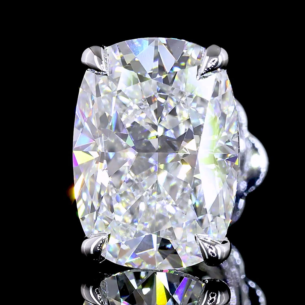 14K White Gold Cushion Brilliant Cut Lab Diamond Stud Earrings - 5.47 Carats Total Weight, G VS1 Clarity - Covaloro Fine Jewelry