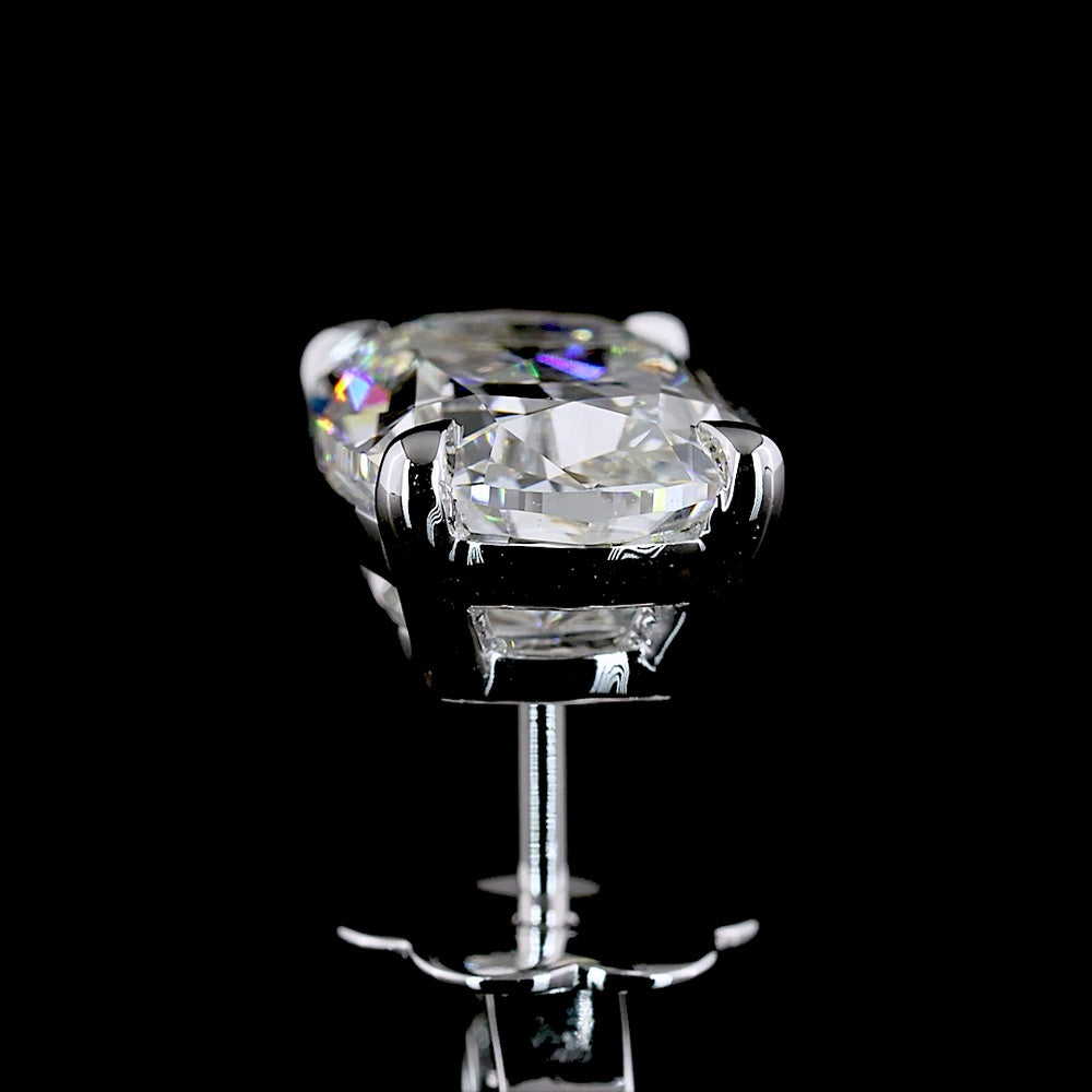 14K White Gold Cushion Brilliant Cut Lab Diamond Stud Earrings - 5.47 Carats Total Weight, G VS1 Clarity - Covaloro Fine Jewelry