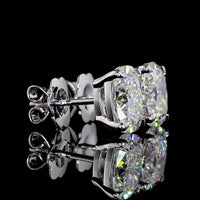 14K White Gold Cushion Brilliant Cut Lab Diamond Stud Earrings - Total 3.49 Carats, E-F Color and VVS1 Clarity, IGI Certified with Four-Prong Setting - Covaloro Fine Jewelry