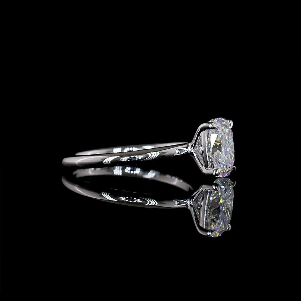 14K White Gold Cushion Brilliant Cut Solitaire Ring with 1.56 Carat Lab Grown Diamond - D VS1 Clarity, IGI Certified - Covaloro Fine Jewelry