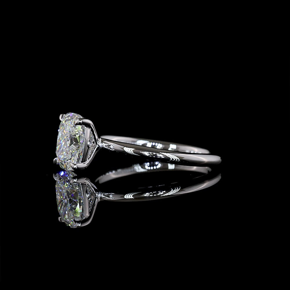 14K White Gold Cushion Brilliant Cut Solitaire Ring with 1.56 Carat Lab Grown Diamond - D VS1 Clarity, IGI Certified - Covaloro Fine Jewelry