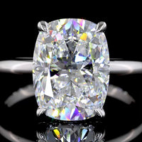 14K White Gold Cushion Brilliant Hidden Halo Ring with 5.02 Carat D VVS2 Lab Diamond Center and 0.11 Carat Diamond Accents - IGI Certified 5.13 Carat Total Weight - Covaloro Fine Jewelry