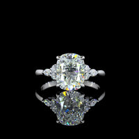 14K White Gold Cushion Brilliant Lab Diamond Ring with Marquise and Brilliant Accents - 3.33 Total Carat Weight, IGI Certified E VVS2 - Covaloro Fine Jewelry