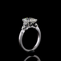 14K White Gold Cushion Brilliant Lab Diamond Ring with Marquise and Brilliant Accents - 3.33 Total Carat Weight, IGI Certified E VVS2 - Covaloro Fine Jewelry