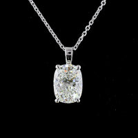 14K White Gold Cushion Brilliant Lab Diamond Solitaire Pendant - VS1 Clarity - 1.54 Carat Total Weight - Covaloro Fine Jewelry